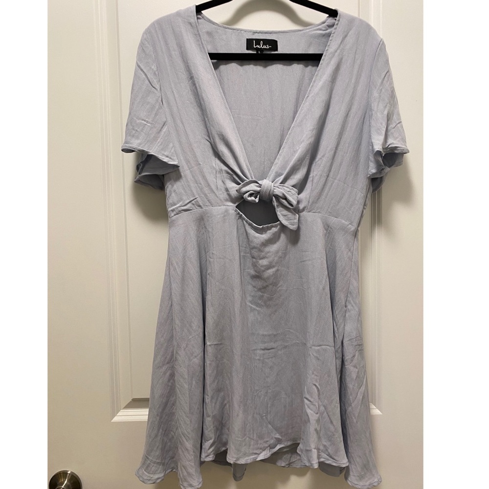 Lulus light blue tie front sundress